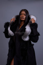 Women's Pocahontas Sheepskin Trench Coat [Black]