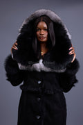 Women's Pocahontas Sheepskin Trench Coat [Black]