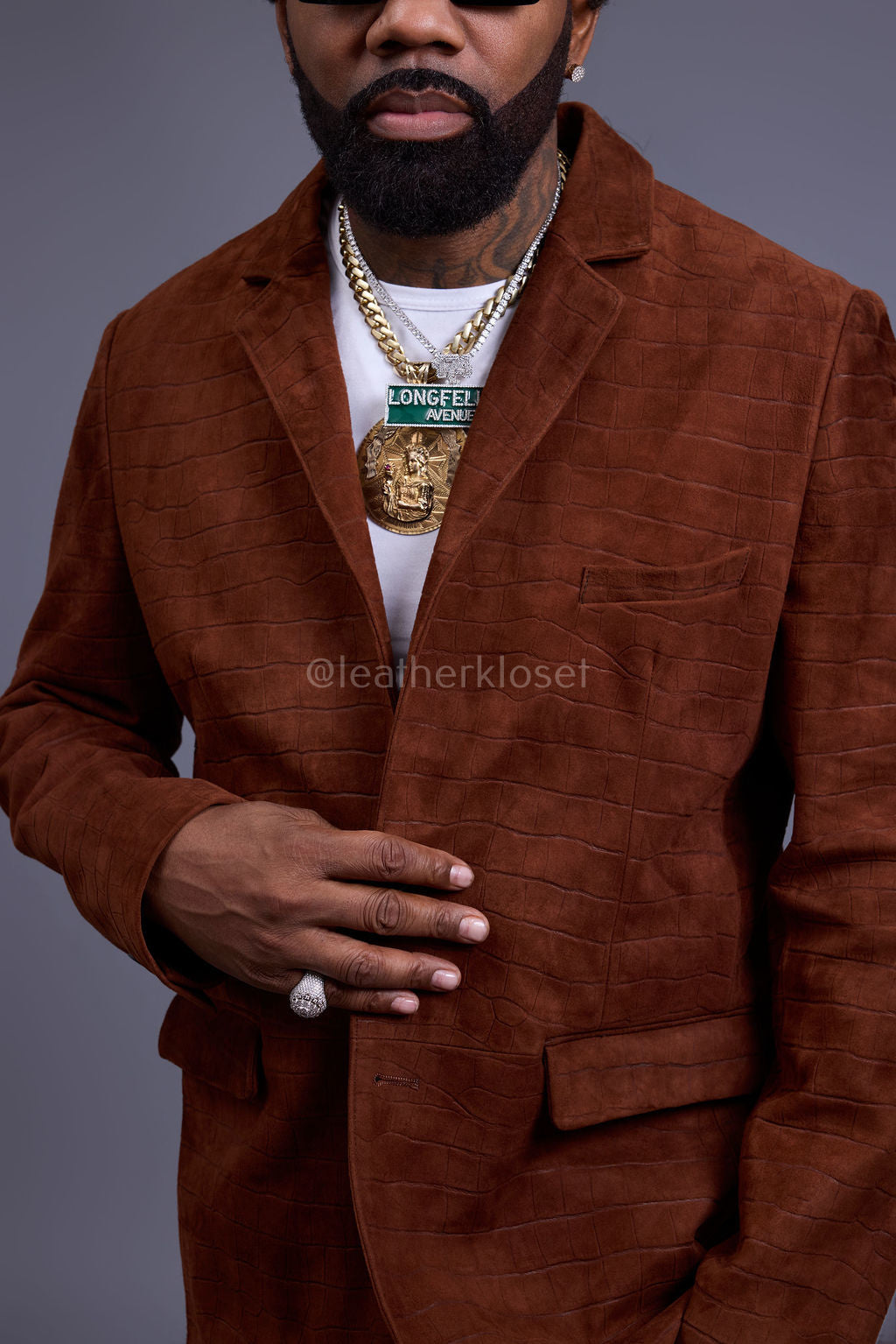 Men's Croco Suede Blazer [Rust]
