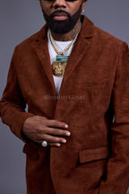 Men's Croco Suede Blazer [Rust]