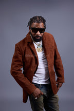 Men's Croco Suede Blazer [Rust]