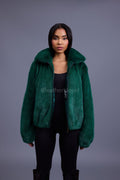Women's Michelle Full Skin Mink Bomber Jacket [Green]
