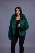 Women's Michelle Full Skin Mink Bomber Jacket [Green]