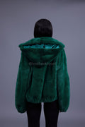 Women's Michelle Full Skin Mink Bomber Jacket [Green]