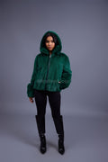 Women's Michelle Full Skin Mink Bomber Jacket [Green]