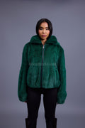 Women's Michelle Full Skin Mink Bomber Jacket [Green]