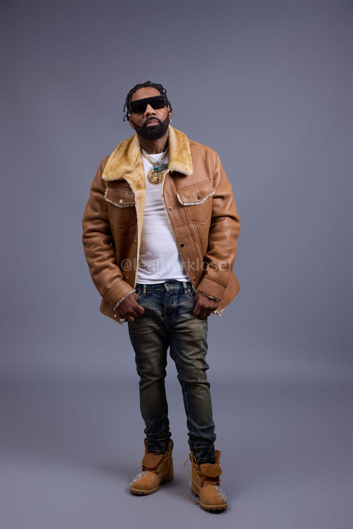 Men's Troy Shearling Jacket [Whiskey Napa]