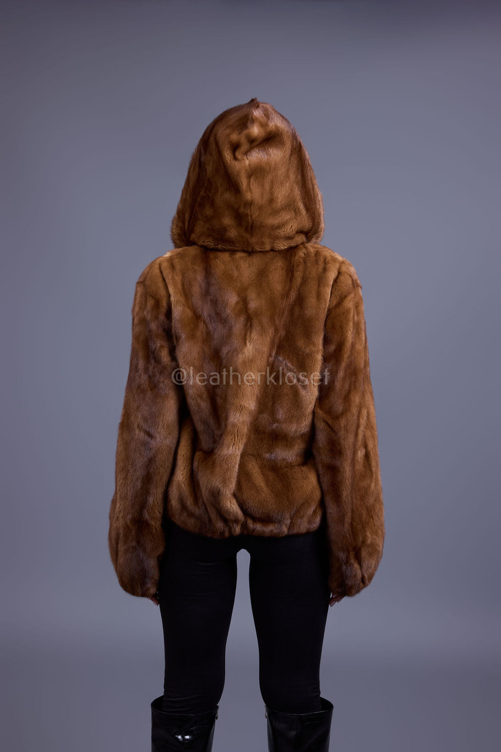 Women's Michelle Full Skin Mink Bomber Jacket [Whiskey]