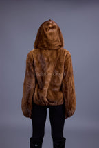 Women's Michelle Full Skin Mink Bomber Jacket [Whiskey]