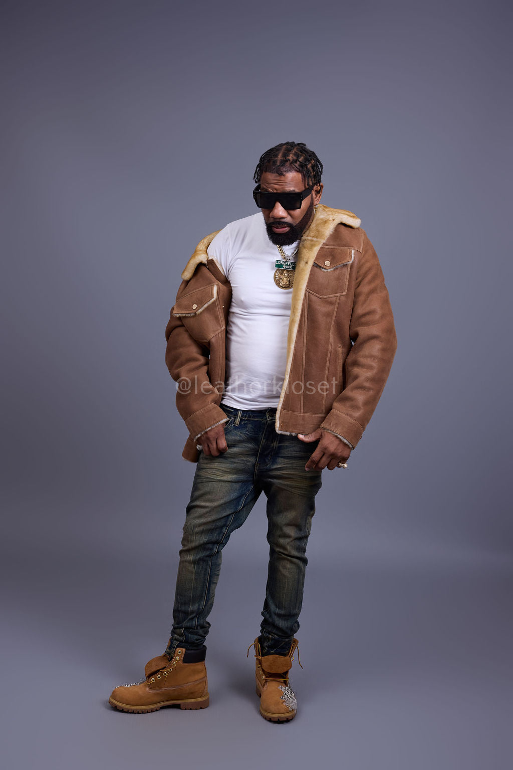 Men's Troy Shearling Jacket [Whiskey Suede]