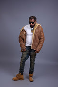Men's Troy Shearling Jacket [Whiskey Suede]