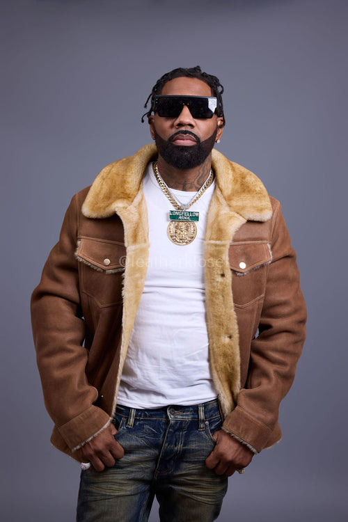 Men's Troy Shearling Jacket [Whiskey Suede]