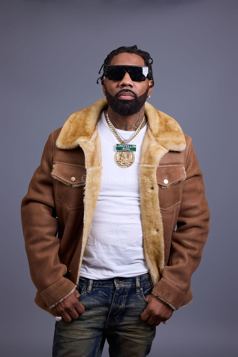 Men's Troy Shearling Jacket [Whiskey Suede]