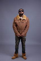 Men's Troy Shearling Jacket [Whiskey Suede]