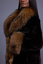 Women's Mira Rex Rabbit And Raccoon Coat [Brown]