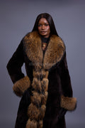 Women's Mira Rex Rabbit And Raccoon Coat [Brown]