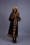 Women's Mira Rex Rabbit And Raccoon Coat [Brown]