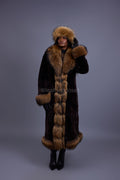 Women's Mira Rex Rabbit And Raccoon Coat [Brown]