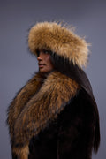 Women's Mira Rex Rabbit And Raccoon Coat [Brown]