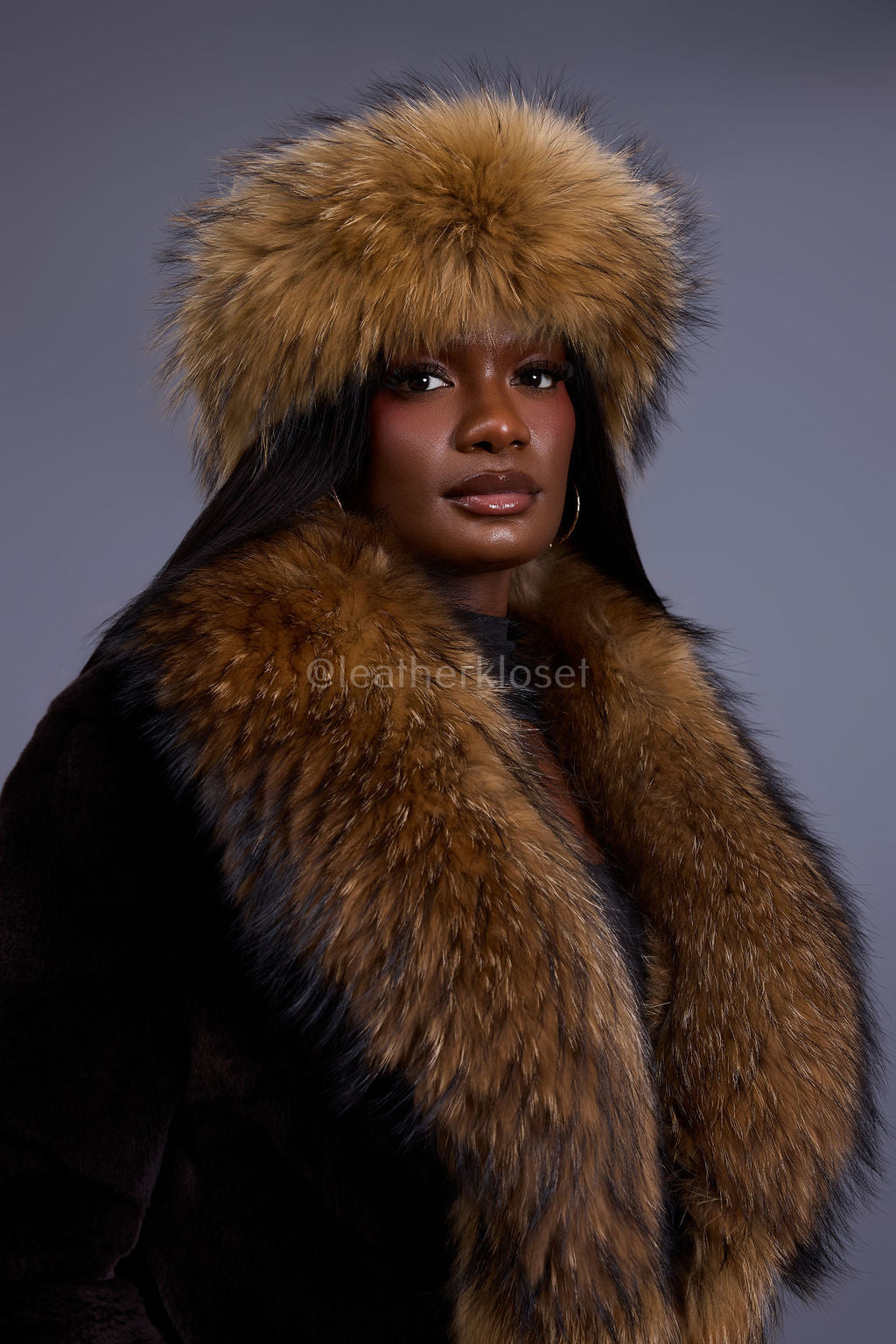Women's Mira Rex Rabbit And Raccoon Coat [Brown]