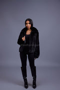 Women's Michelle Full Skin Mink Bomber Jacket [Black]