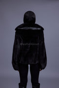 Women's Michelle Full Skin Mink Bomber Jacket [Black]