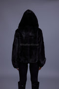 Women's Michelle Full Skin Mink Bomber Jacket [Black]