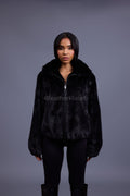 Women's Michelle Full Skin Mink Bomber Jacket [Black]