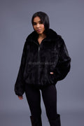 Women's Michelle Full Skin Mink Bomber Jacket [Black]