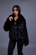 Women's Michelle Full Skin Mink Bomber Jacket [Black]