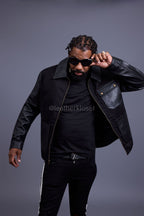 Men's Monarch Cotton & Leather Jacket [Black]
