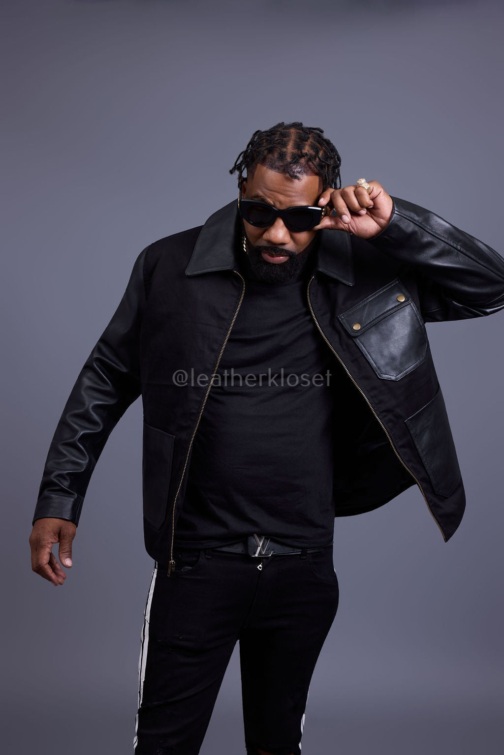 Men's Monarch Cotton & Leather Jacket [Black]