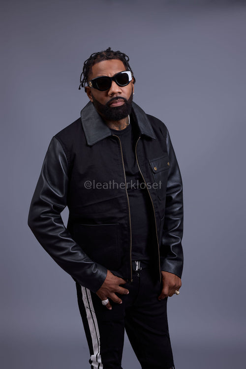 Men's Monarch Cotton & Leather Jacket [Black]