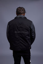 Men's Monarch Cotton & Leather Jacket [Black]