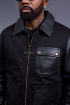 Men's Monarch Cotton & Leather Jacket [Black]