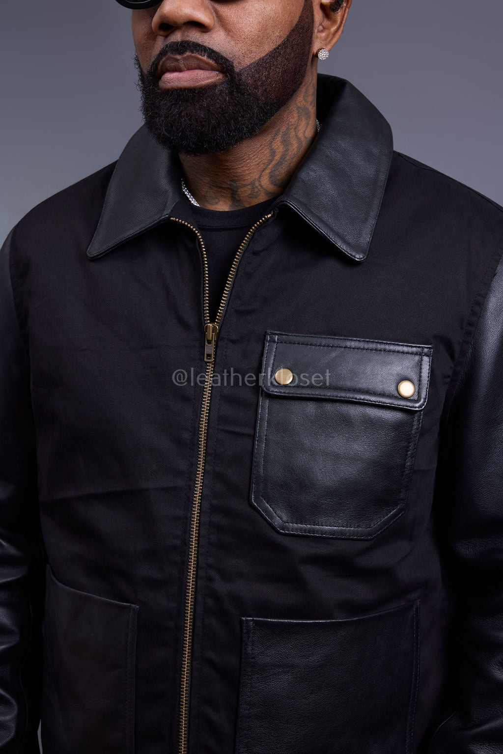 Men's Monarch Cotton & Leather Jacket [Black]