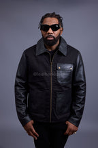 Men's Monarch Cotton & Leather Jacket [Black]