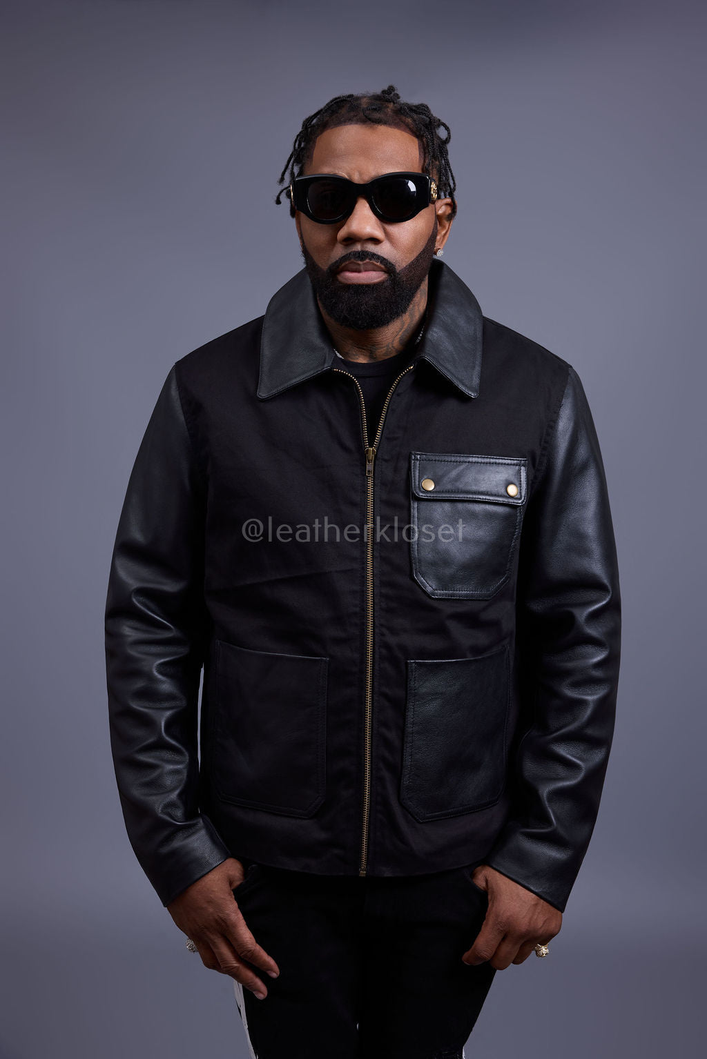 Men's Monarch Cotton & Leather Jacket [Black]