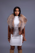 Women's Trey Biker Caramel Crunch Oversized Fox Collar [Crystal]
