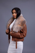 Women's Trey Biker Caramel Crunch Oversized Fox Collar [Crystal]