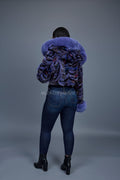 Women's Crop Mink Bomber With Hood [Purple]