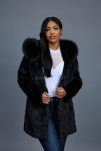 Women's Andrea 3/4 Mink Coat [Black]
