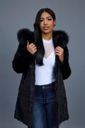 Women's Andrea 3/4 Mink Coat [Black]