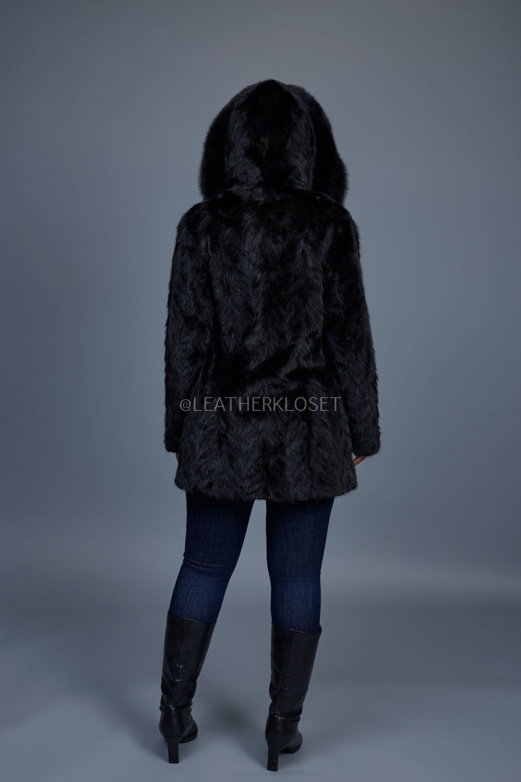Women's Andrea 3/4 Mink Coat [Black]