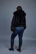 Women's Leilani Mink Bomber With Hood [Black]