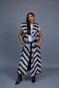 Women's Long Rex Rabbit Fur Vest [Grey]