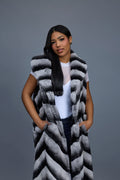 Women's Long Rex Rabbit Fur Vest [Grey]