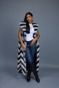 Women's Long Rex Rabbit Fur Vest [Grey]