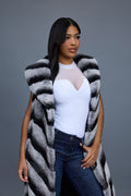 Women's Long Rex Rabbit Fur Vest [Grey]