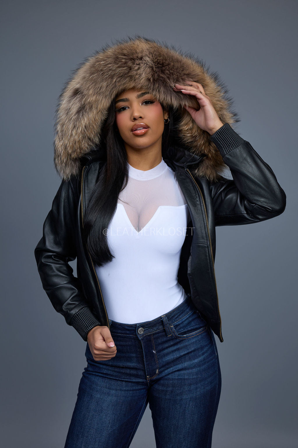 Women's BB Jacket With Premium Fur Hood [Raccoon Fur]